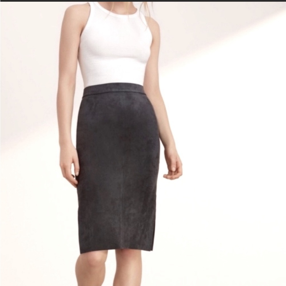 Classic Women's Black Suede Pencil Skirt